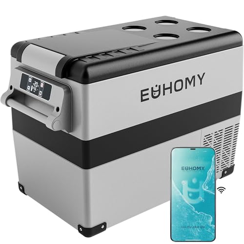 EUHOMY 12V Portable Refrigerator and Freezer (45L) with Dual Zones and App Control