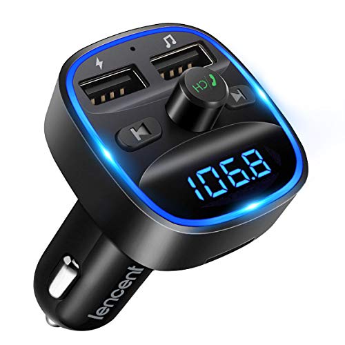 LENCENT Bluetooth FM Transmitter with Dual USB Charger and Hands-Free Calling