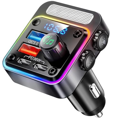 Nulaxy 54W Bluetooth 5.3 Car Charger & FM Transmitter