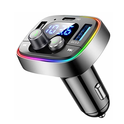 USB C Bluetooth 5.4 Car FM Transmitter with Hands-Free Calling and Fast Charging
