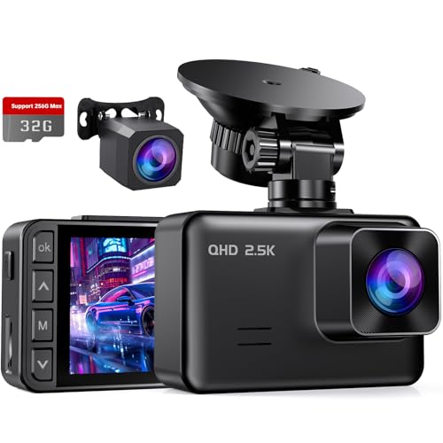 Dual 2.5K Front and 1080P Rear Dash Cam with Night Vision and 24H Parking Monitor