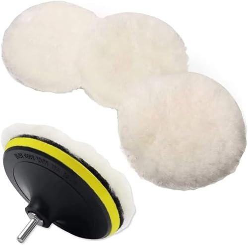 6-Inch Wool Polishing and Buffing Pads with Drill Adapter