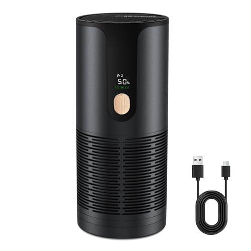 Compact Portable Car Air Purifier with 4-Layer HEPA Filtration