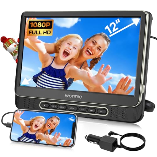 12" Portable Car DVD Player with Headrest Mount and 1080P HD Display