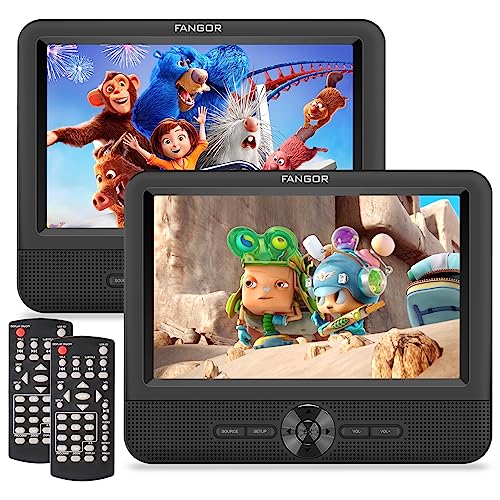 FANGOR 7.5" Dual Car DVD Player with Dual Screens and Headrest Mounts