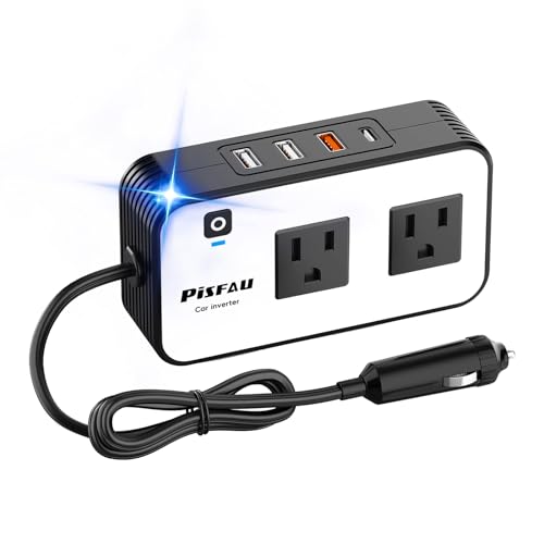 200W Car Power Inverter with Dual AC Outlets and 4 USB Ports