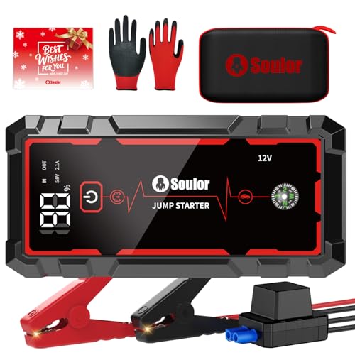 Portable Car Jump Starter with Power Bank and LED Flashlight