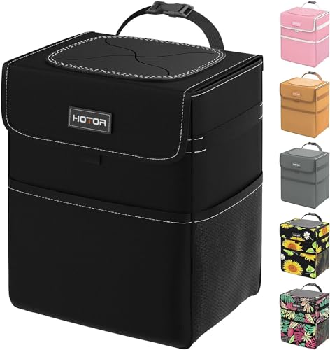 Leak-Proof Car Trash Can with Adjustable Strap and Magnetic Snaps