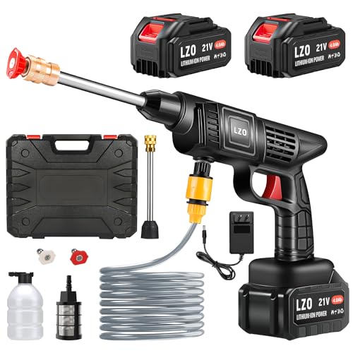 Cordless Portable Pressure Washer with 6-in-1 Nozzle and Dual 21V Batteries