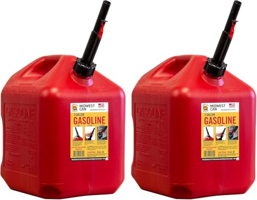 5 Gallon Gas Can Fuel Container with Spout (2 Pack)