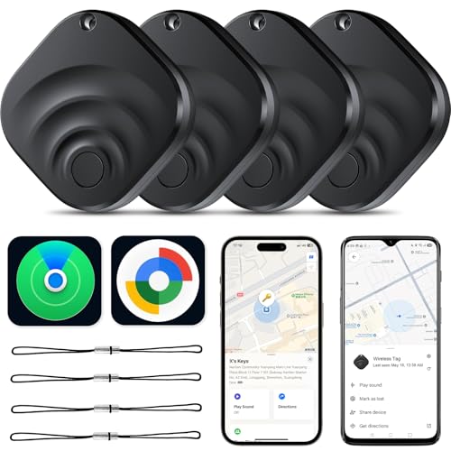4-Pack Bluetooth Trackers Compatible with iOS Find My & Android Find Hub