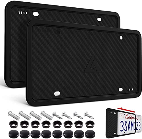 Silicone License Plate Frame with Side-Opening, Rustproof and Weatherproof ,  2 Pack