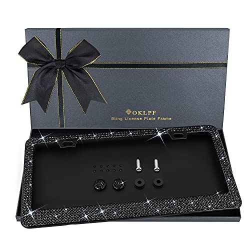 Sparkly Black License Plate Frame with Clear Rhinestones