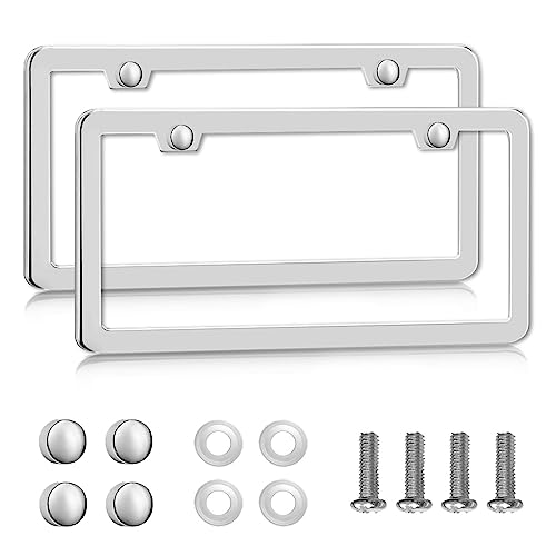 Solid Stainless Steel License Plate Frames, 2 Pack