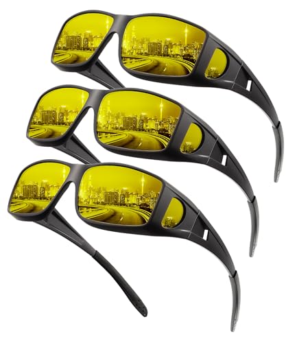 KALIYADI Night Vision Glasses with Anti-Glare HD Polarized Yellow Lenses