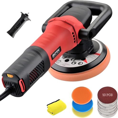 6-Inch Dual Action Car Polisher with Variable Speed and Complete Detailing Kit