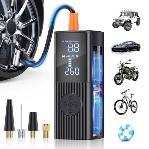Portable Cordless Tire Inflator with Digital Gauge and LED Light