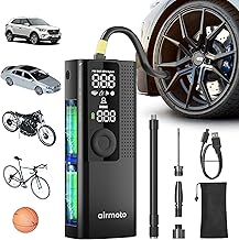 Airmoto Portable Tire Inflator - Digital Gauge, LED Light