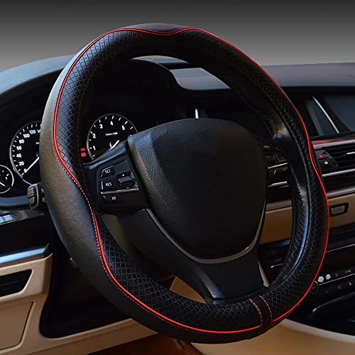 Heavy Duty Black and Red Anti-Slip Steering Wheel Cover