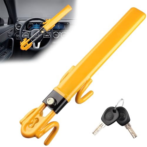 Heavy Duty Adjustable Steering Wheel Lock with Double Hooks