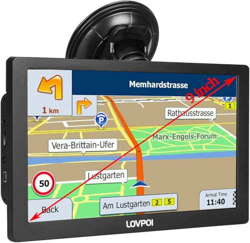 LOVPOI 9-Inch Truck GPS Navigator with Lifetime Map Updates